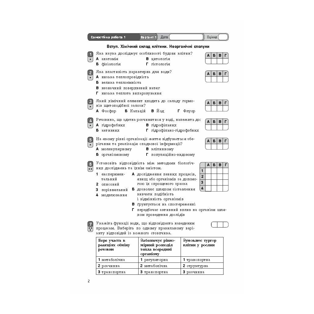 Робочий зошит Біологія. 9 клас. Для контролю навчальних досягнень учнів - С.В. Безручкова Ранок (9786170935830) - зображення 3
