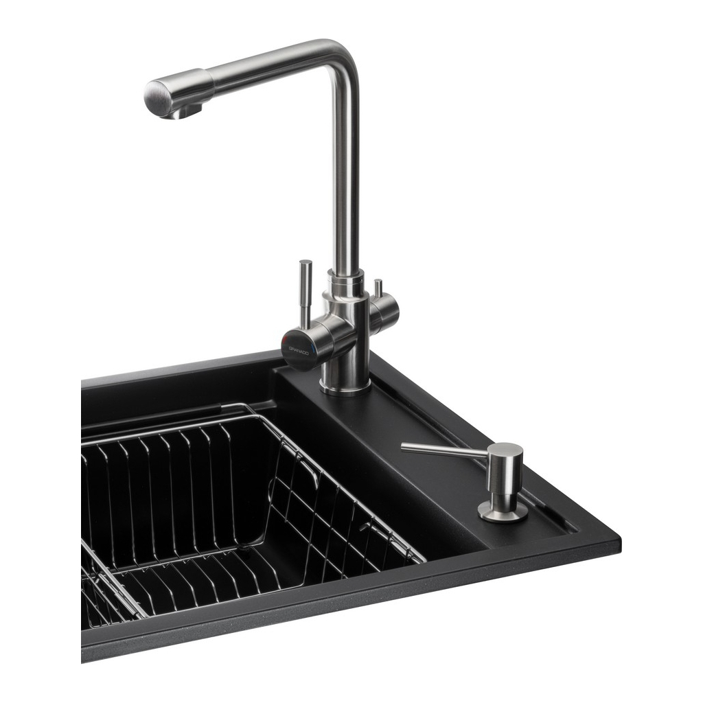 Мийка кухонна GRANADO Optimal Estella black (+ змішувач Badalona LUX inox + дозатор Redondo inox + коши (ksg0201) - зображення 3
