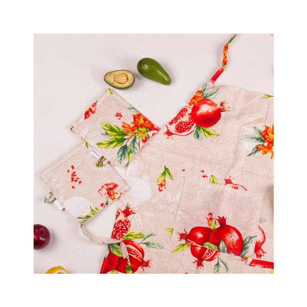 Фартух MirSon Набір №215 - Garnet дві прихватки + дві рукавички-прихватки + фартух (2200006754367) - picture 3