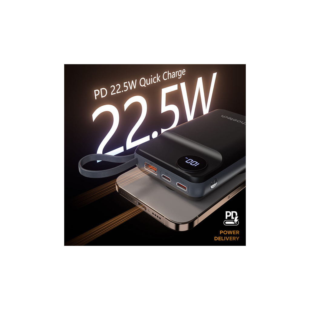 Батарея універсальна Choetech Magnetic Wireless 20000mAh 22.5W, PD, QC/3.0, Apple Watch charger, Black (B696-BK) - зображення 4