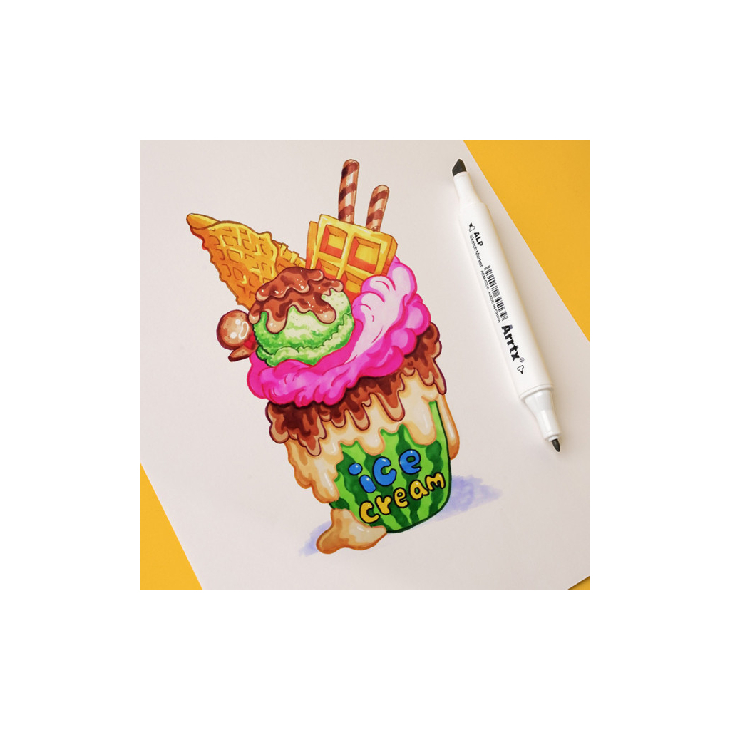 Художній маркер Arrtx Спиртові Alp ASM-02YL 40 кольорів Жовтий тон шкіри шкіри (LC302185) - picture 4