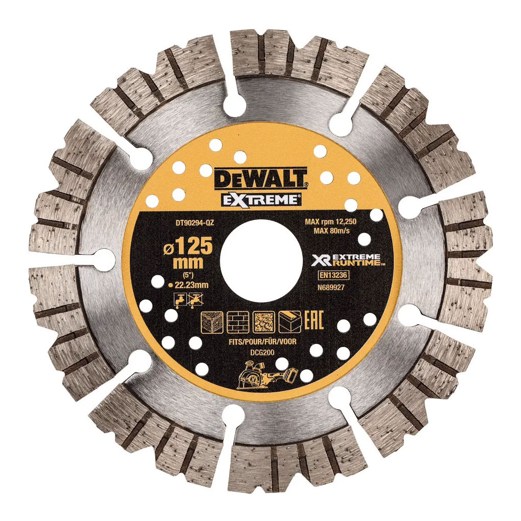 Диск пильний DeWALT алмазний EXTREME, бетон/цегла, 125х3х22.22 мм (DT90294) - зображення 1