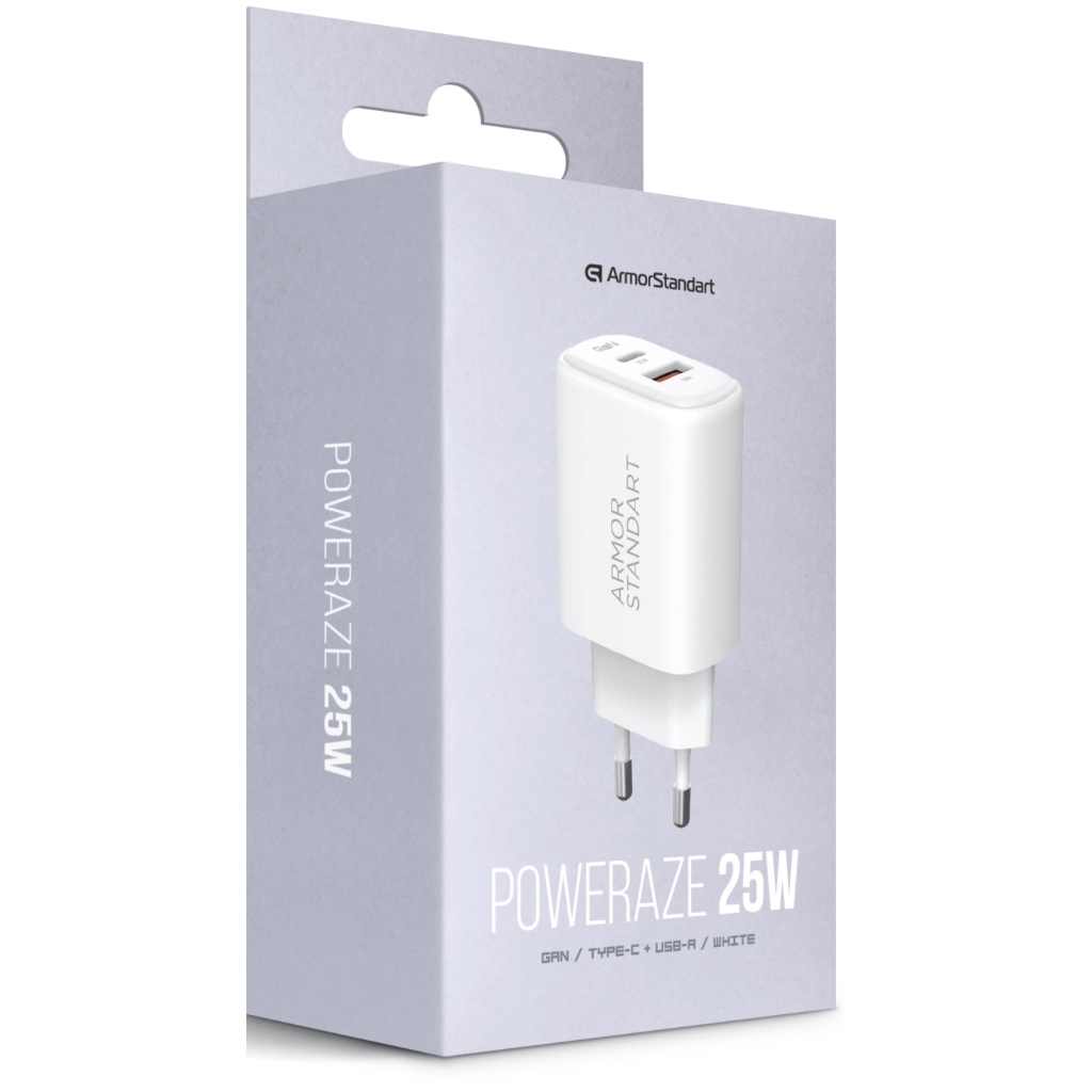 Зарядний пристрій Armorstandart 1xUSB-C PD20W + 1xUSB QC3.0 GaN white (ARM87067) - зображення 5