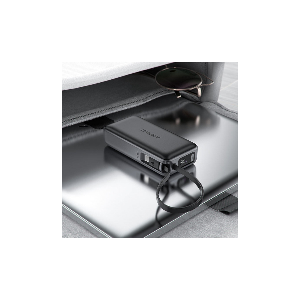 Батарея універсальна Acefast 10000mAh 30W PD, USB-C witch cable, USB-A, Li-Pol, M7 Black (6974316283379) - picture 6