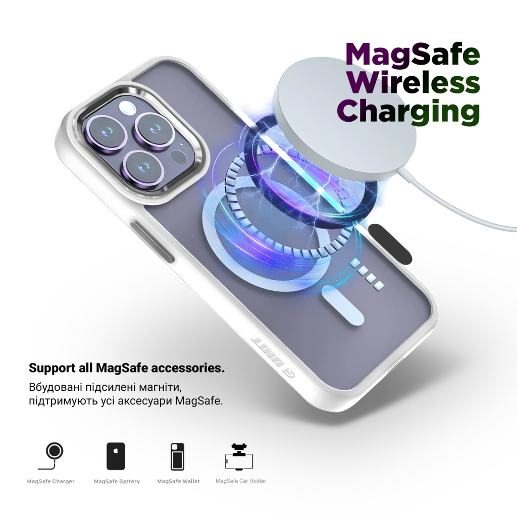 Чохол до мобільного телефона Armorstandart Unit MagSafe Apple iPhone 15 Matte Clear Silver (ARM69348) - зображення 3