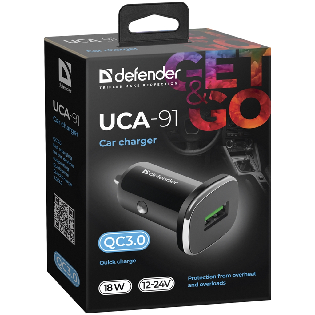 Зарядний пристрій Defender 1xUSB 18W (USB-A) QC3.0 3А UCA-91 (83830) - зображення 2