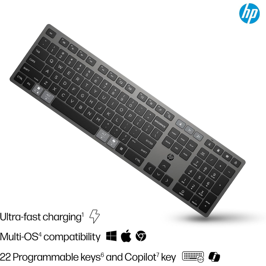 Клавіатура HP 720 Multi-Device Rechargeable Wireless/Bluetooth UA Black (9T5B1AA) - зображення 5