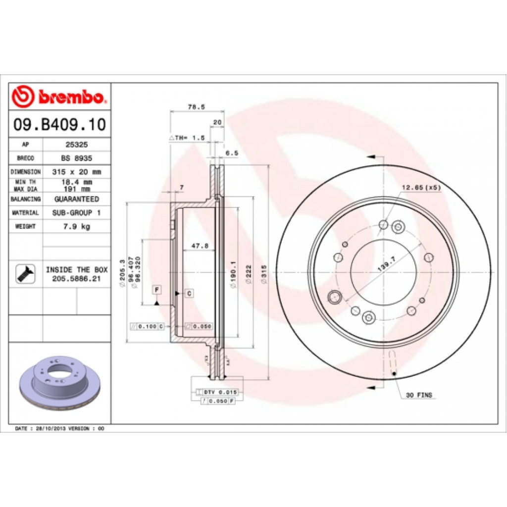 Гальмівний диск Brembo 09.B409.10 - зображення 1