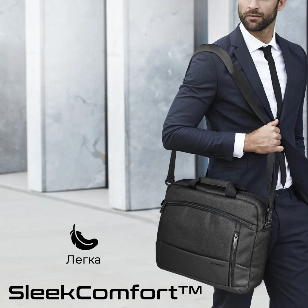 Сумка для ноутбука Promate 15.6" Satchel-MB black (satchel-mb.black) - зображення 4