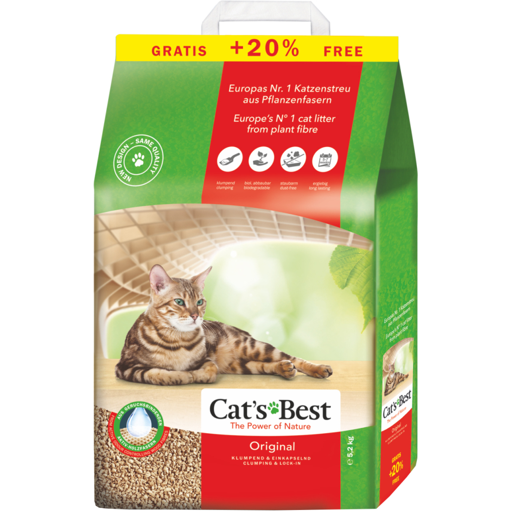 Наповнювач для туалету Cats Best Original Деревний грудкувальний 5.2 кг (10 + 2 л) (4002973191163) - зображення 1