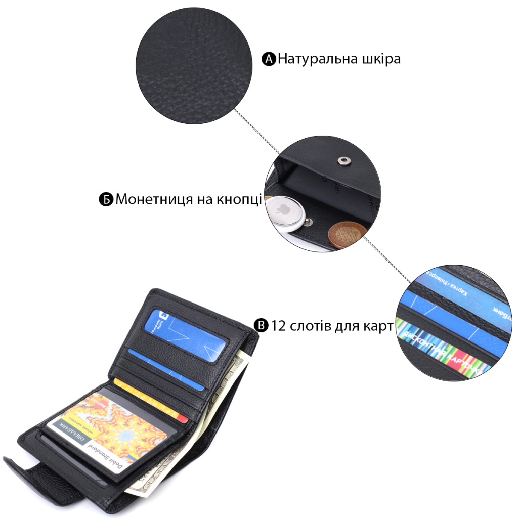 Гаманець ST Leather З натуральної шкіри Чорний (22725) - зображення 4