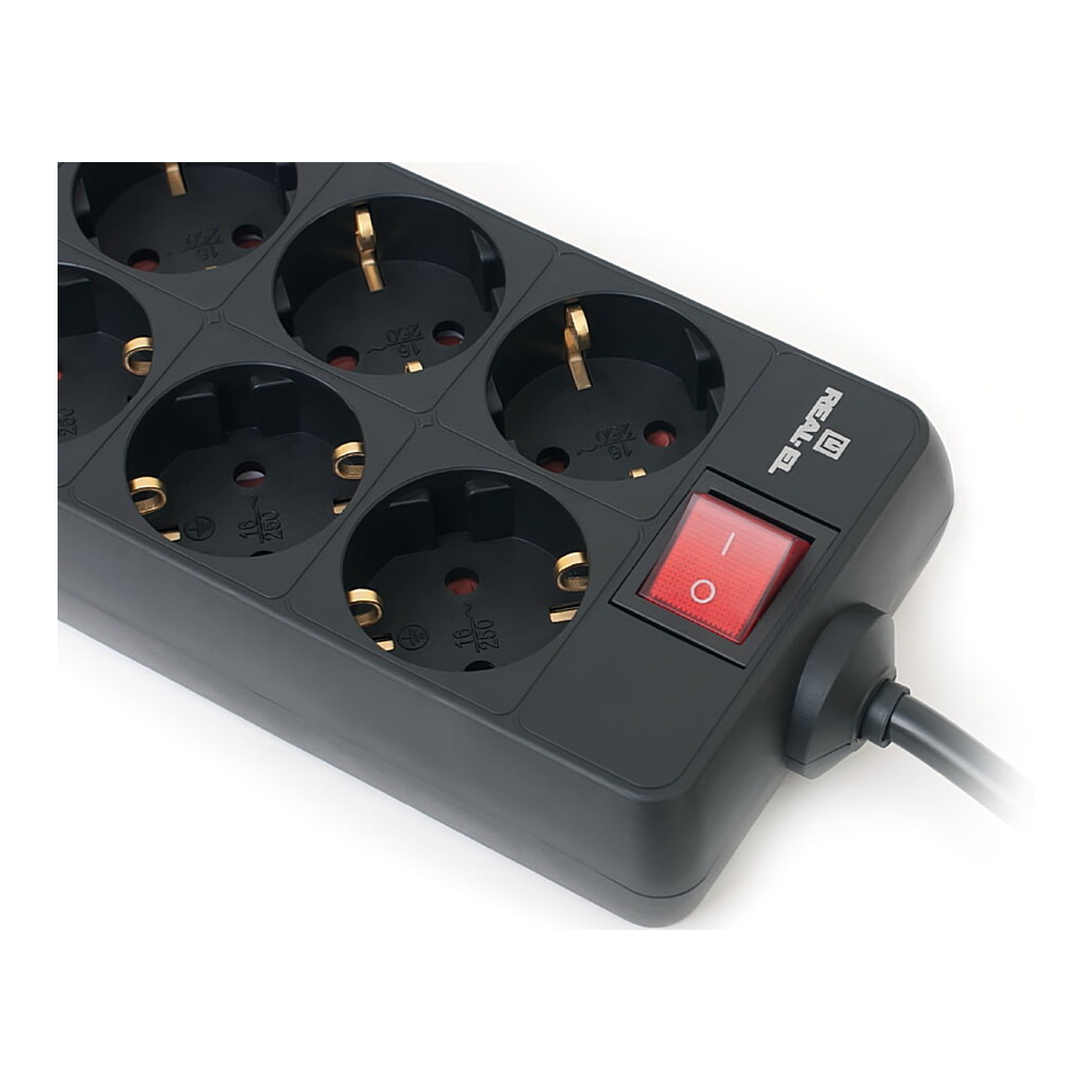 Мережевий фільтр живлення REAL-EL RS-8 Protect 5m, black (EL122300024) - зображення 3