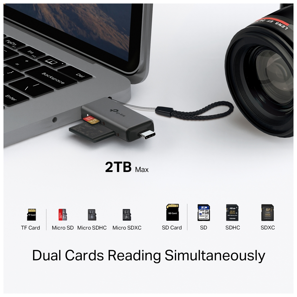 Зчитувач флеш-карт TP-Link USB-C + USB 2.0 SD + TF silver (UA430D) - зображення 7