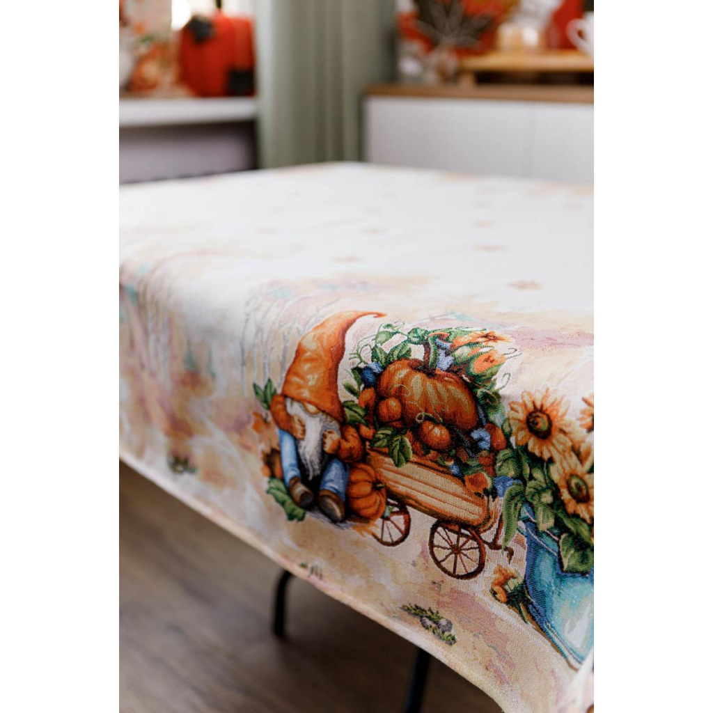 Скатертина Прованс гобеленова Гарбузові гноми D-140 (036305) - зображення 4