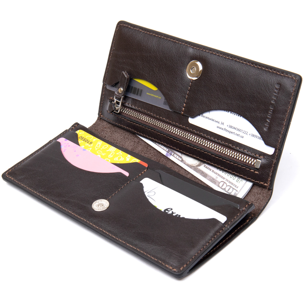 Портмоне Grande Pelle Шкіряне Темно-коричневе (11469) - зображення 6