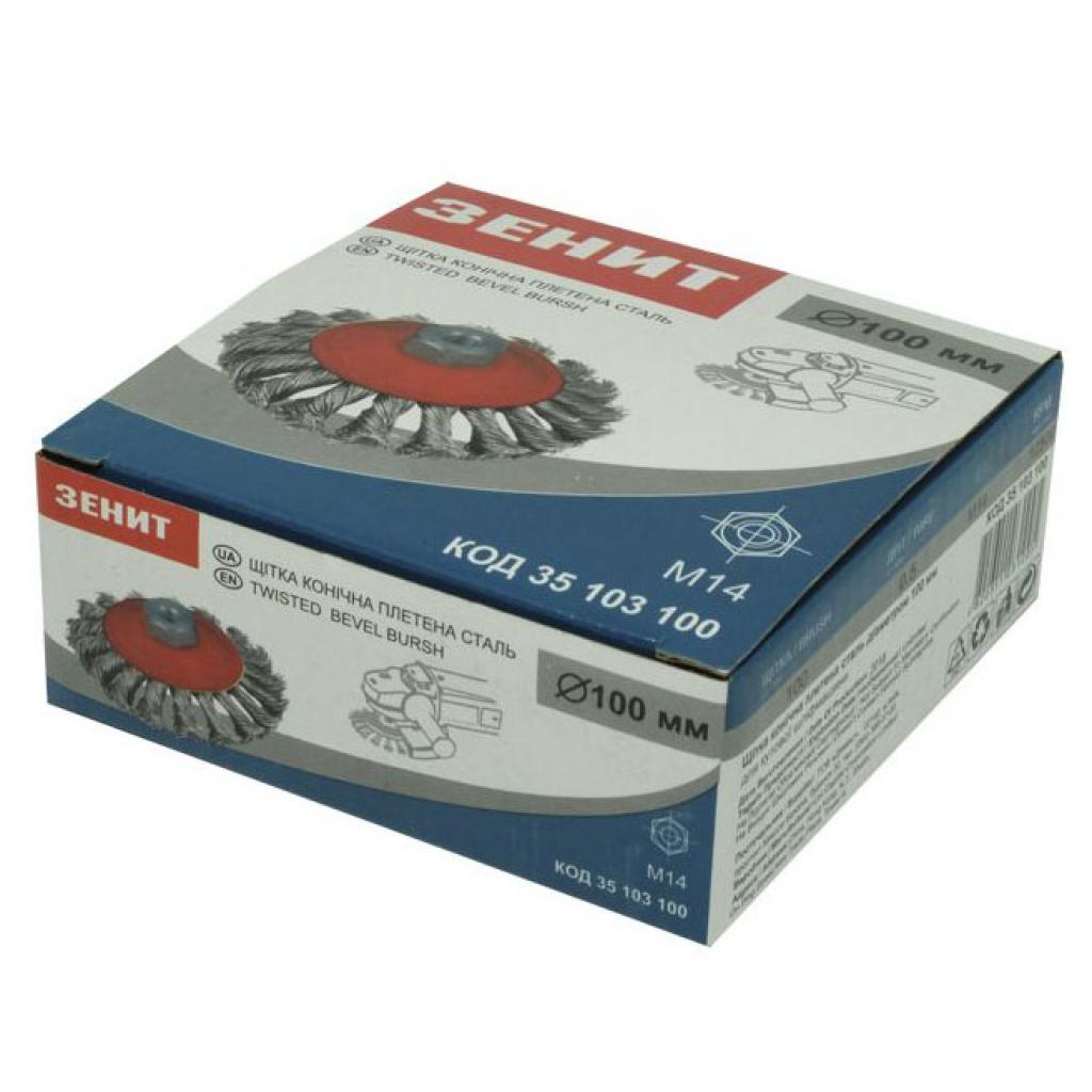 Щітка для електроінструменту Зеніт конічна плетена сталь 100 мм х14, 0.5 мм (35103100) - зображення 2