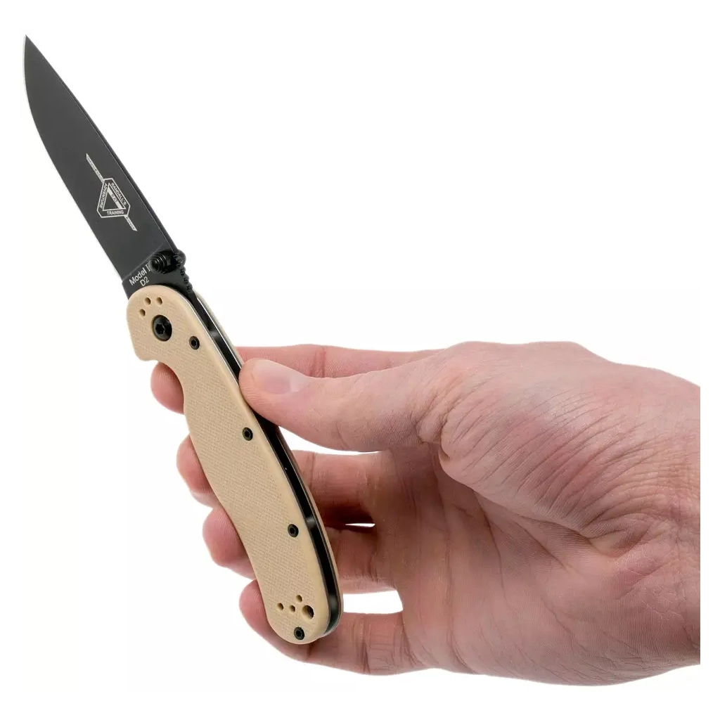 Ніж Ontario Knife RAT II D2 Desert Tan, Black Blade (ON8830DT) - зображення 5