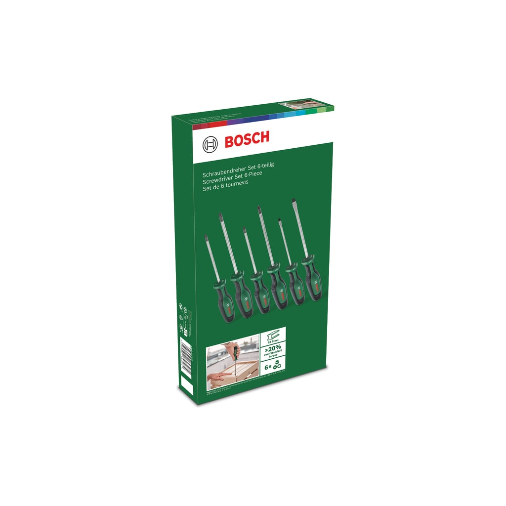 Набір викруток Bosch набір 6шт, SL 4, 6.5 мм, PH1х100 мм, PH2х125 мм, PZ1х100 мм, PZ2х125 мм (1.600.A02.BX7) - изображение 2