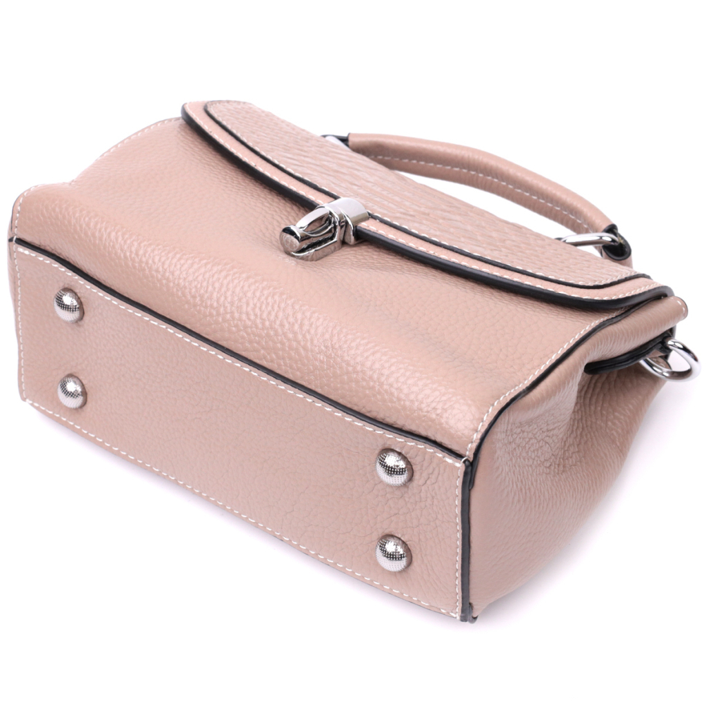 Сумка Vintage Жіноча шкіряна з металевою клямкою Бежева (22418) - зображення 3