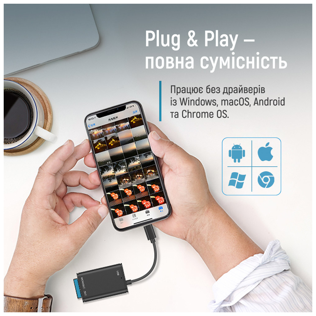 Зчитувач флеш-карт ColorWay USB-C to USB 3.0/SD/MicroSD (CW-CR-02) - изображение 6
