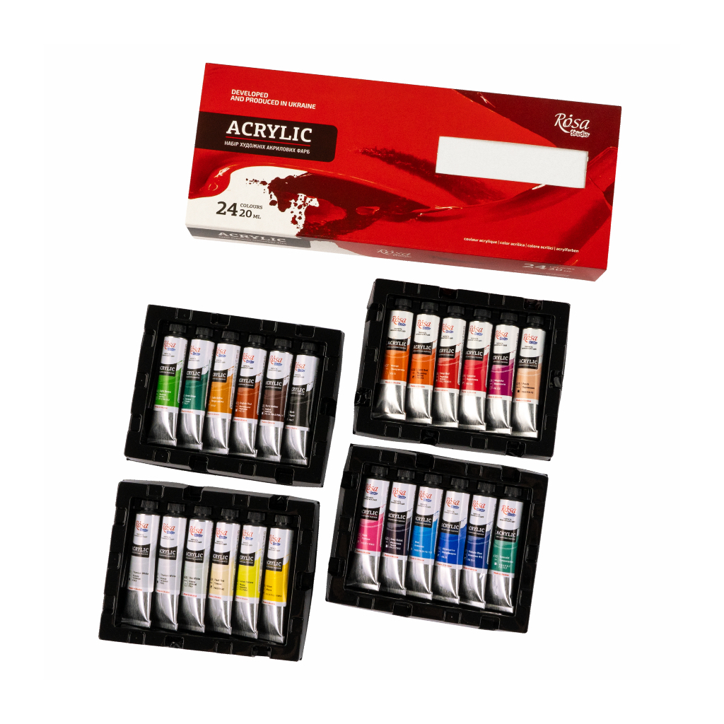 Акрилові фарби Rosa Studio 24 кольорів 20 мл (4823098538127) - изображение 2