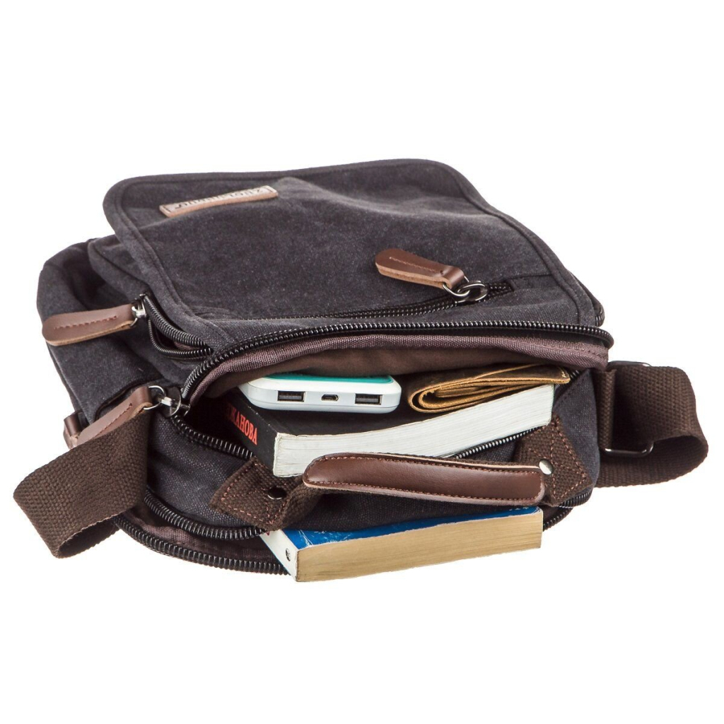 Сумка Vintage Текстильна чоловіча на два відділення Чорна (20199) - зображення 5