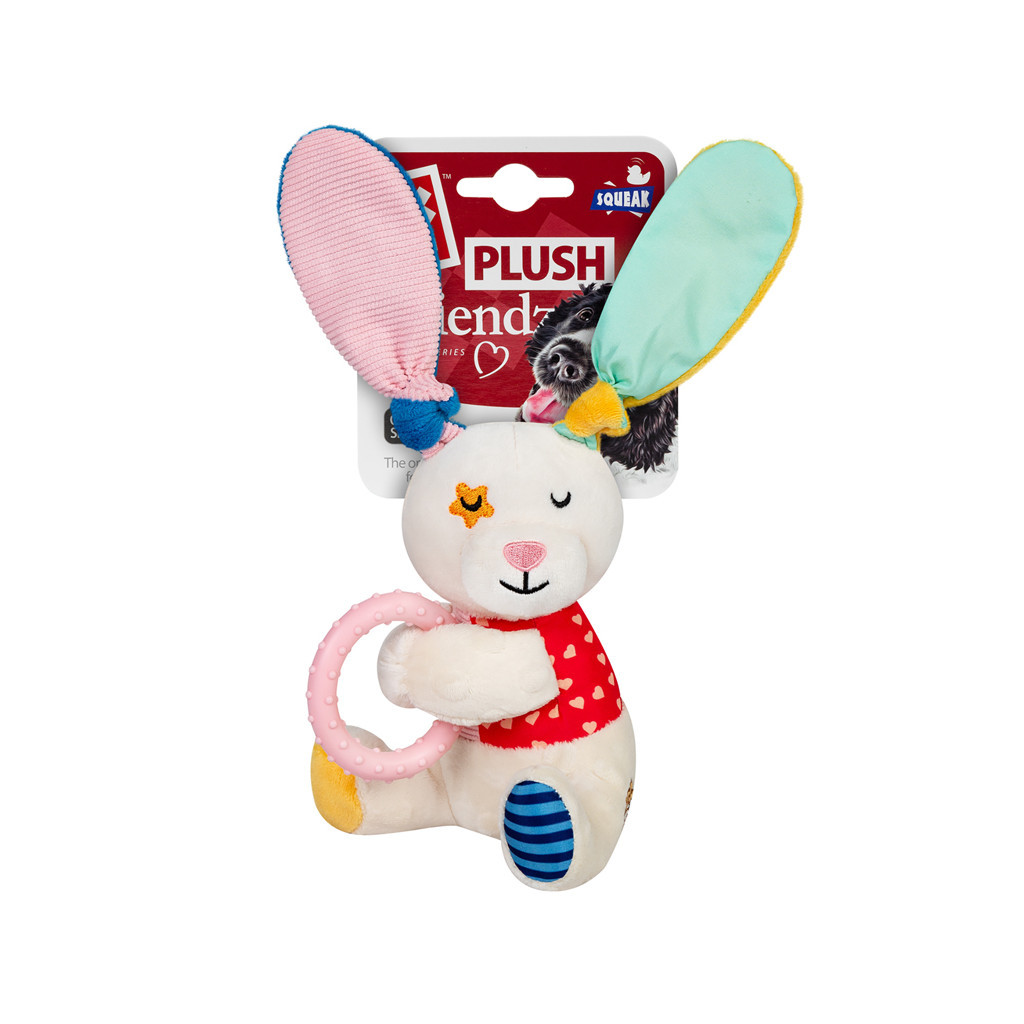 Іграшка для собак GiGwi Plush Зайчик з кільцем та пищалкою 16 см (2257) - зображення 2