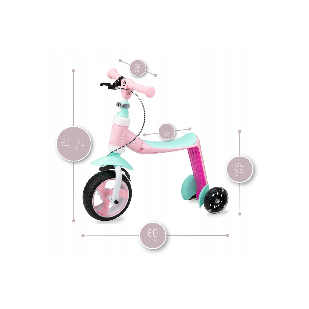 Самокат MoMi Elios 2 в 1 беговел Рожевий (ROBI00030) - изображение 6