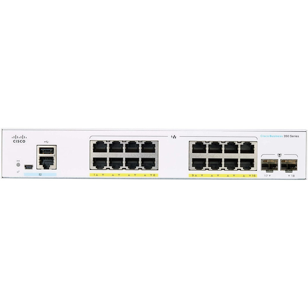 Комутатор мережевий Cisco CBS350 Managed 16-port GE, PoE, 2x1G SFP (CBS350-16P-2G-EU) - зображення 2