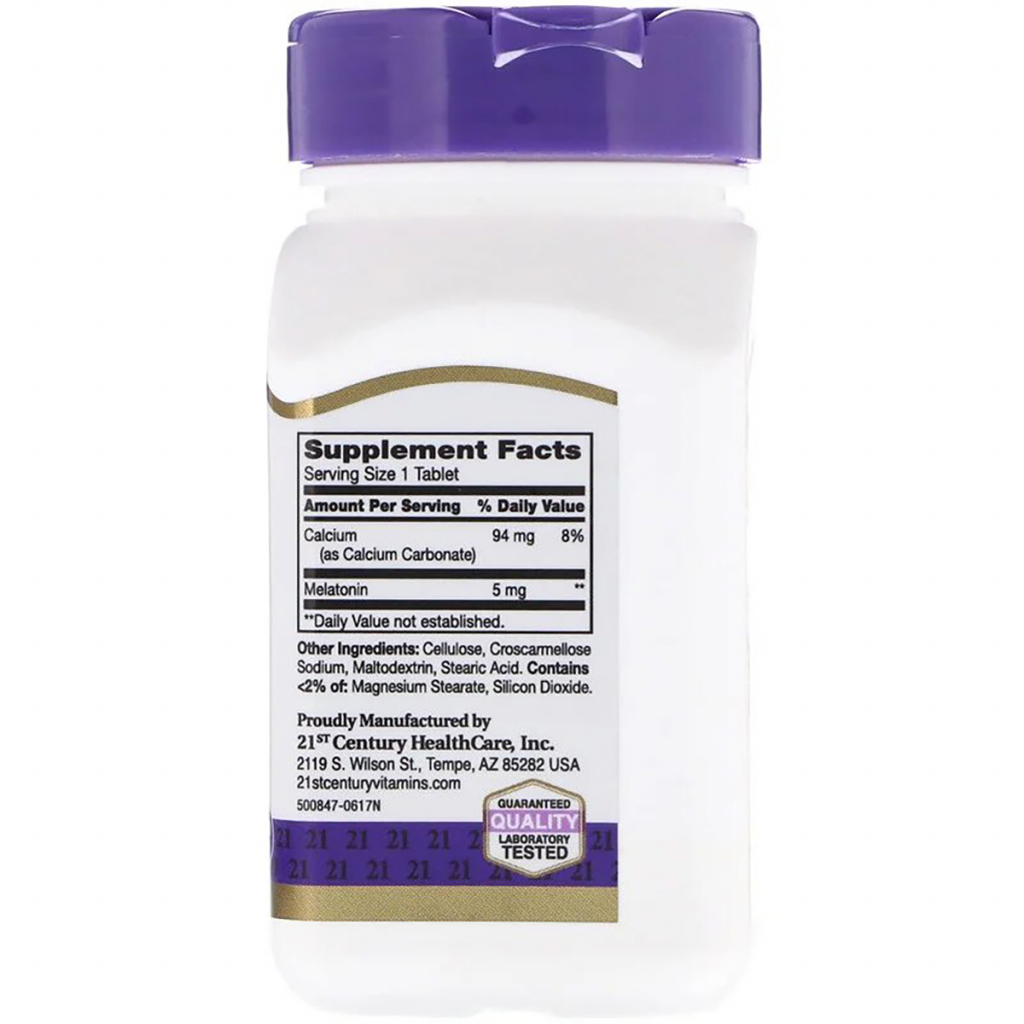 Амінокислота 21st Century Мелатонін, 5 мг, 120 таблеток (CEN-27087) - зображення 2