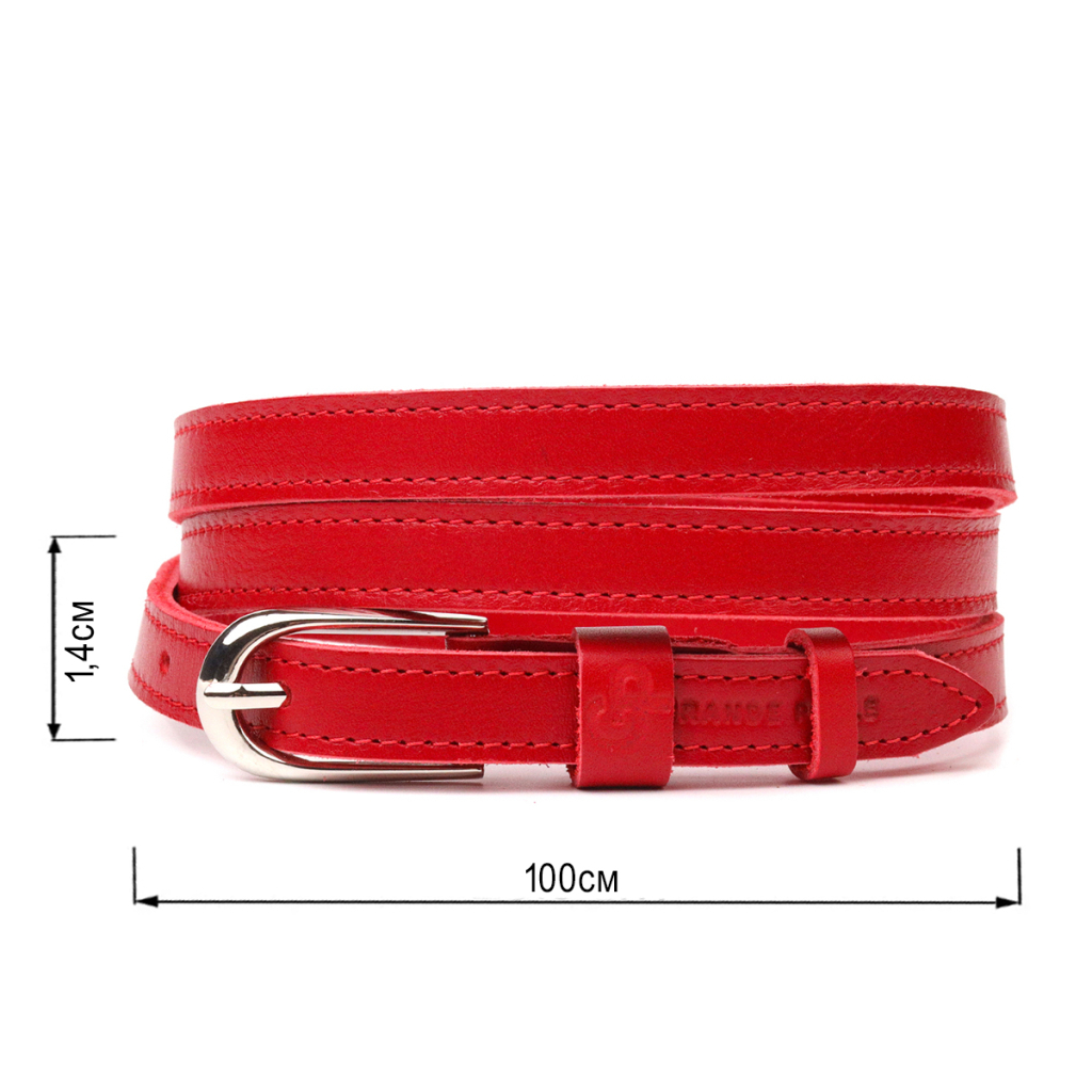 Ремінь Grande Pelle Вузький жіночий з натуральної шкіри Червоний (21440) - зображення 3