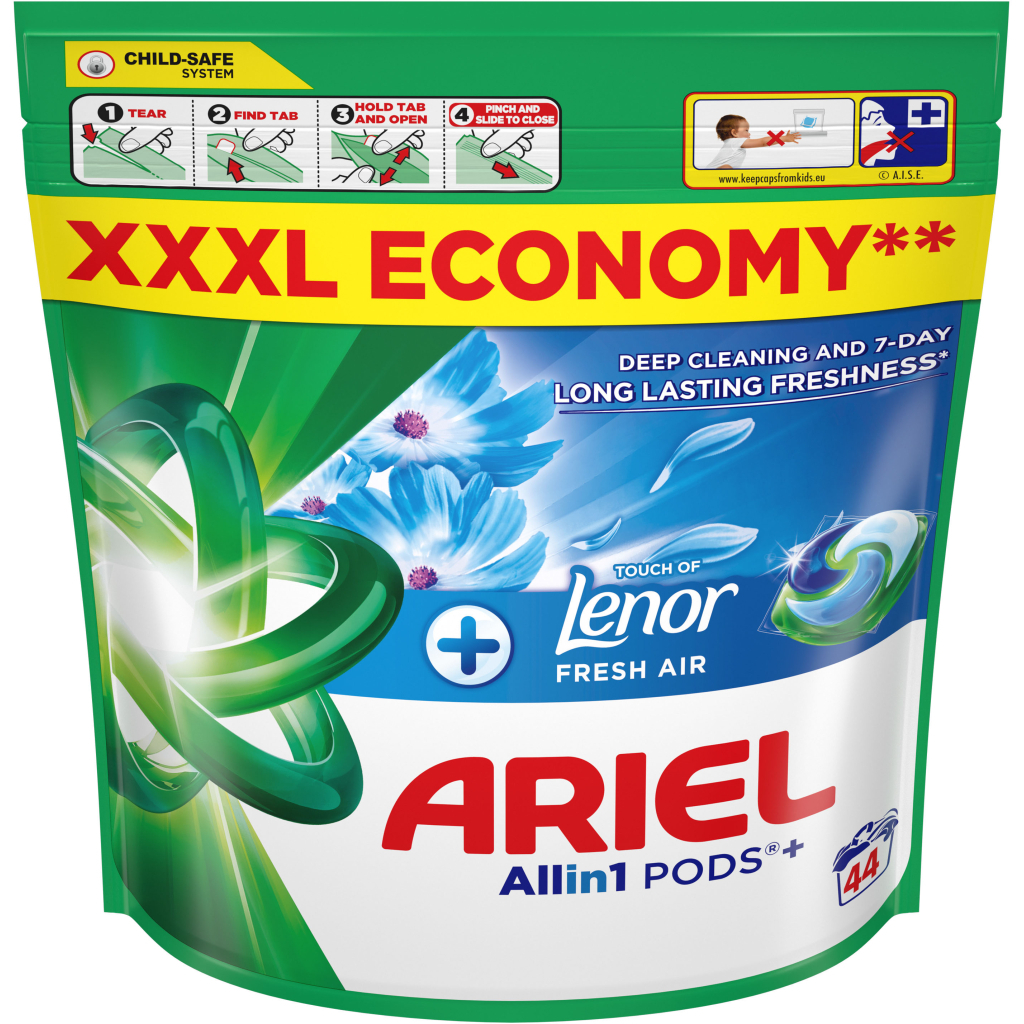 Капсули для прання Ariel Pods+ All-in-1 Touch of Lenor Дотик свіжого повітря Lenor 44 шт. (8700216765077) - зображення 1