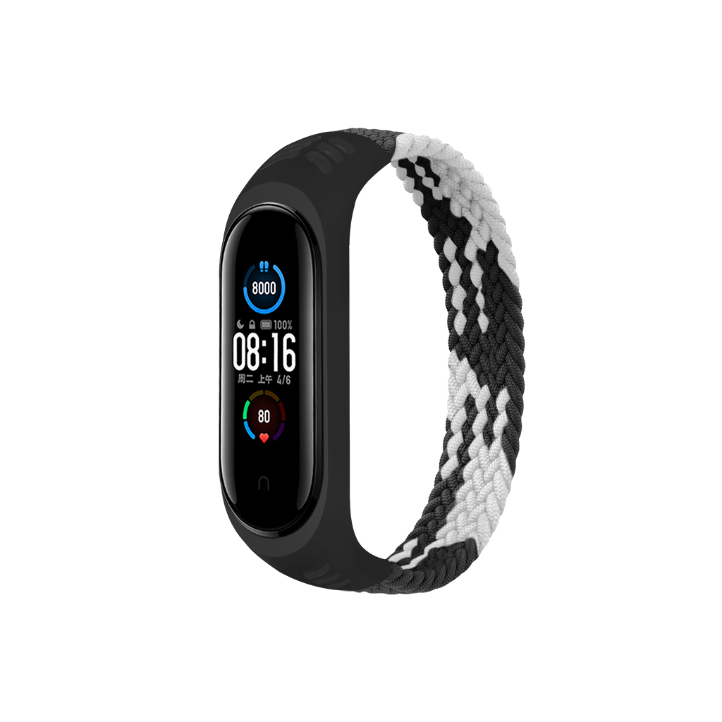 Ремінець до фітнес браслета BeCover Elastic Nylon Style для Xiaomi Mi Smart Band 5/6 (Size M) Black-White (706147) - зображення 1