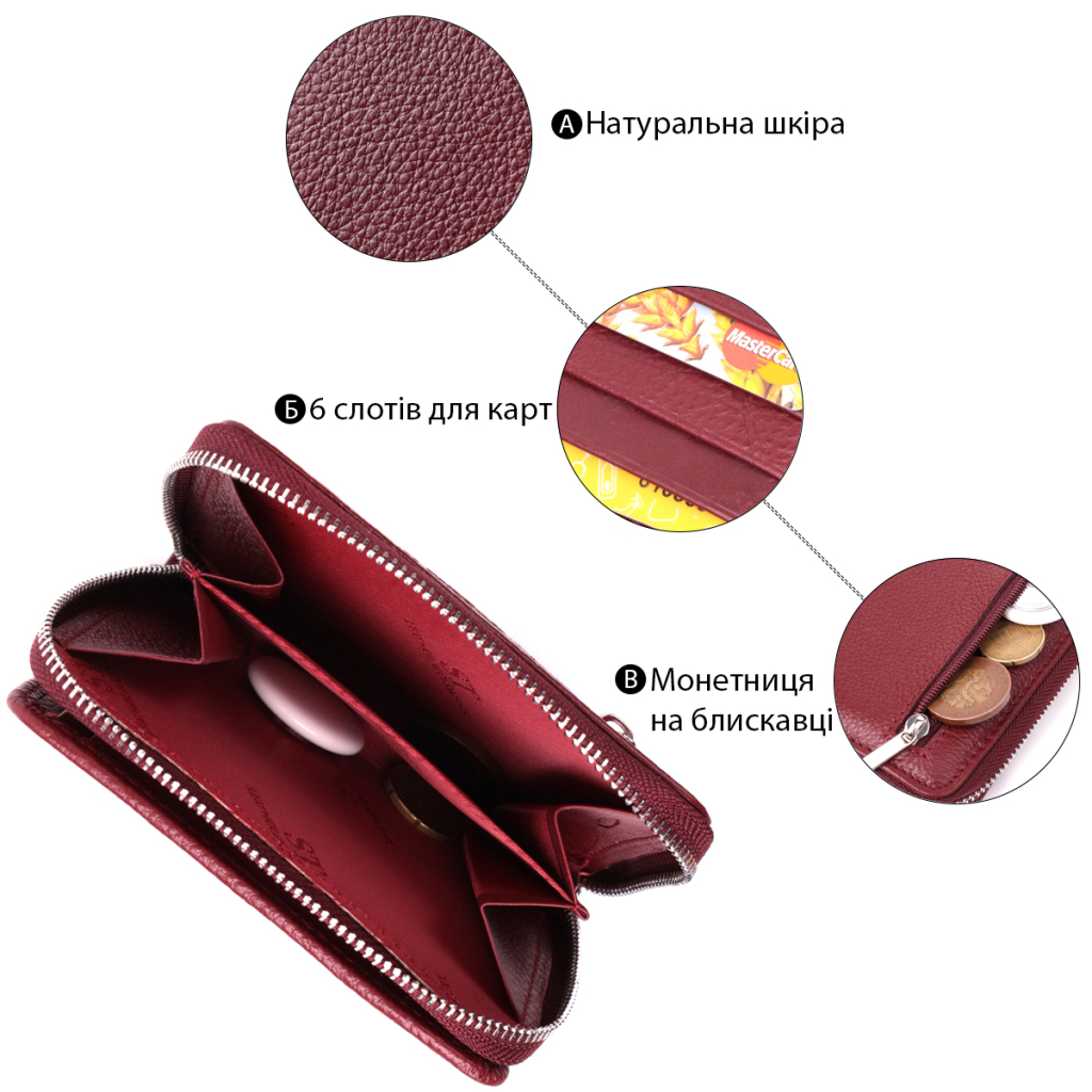 Гаманець ST Leather З натуральної шкіри Бордовий (22551) - зображення 4