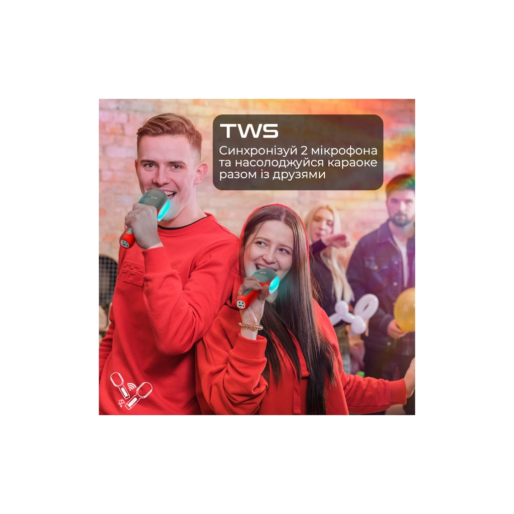 Мікрофон Promate VocalMic Bluetooth 2 x AUX LED Red (vocalmic.red) - изображение 7