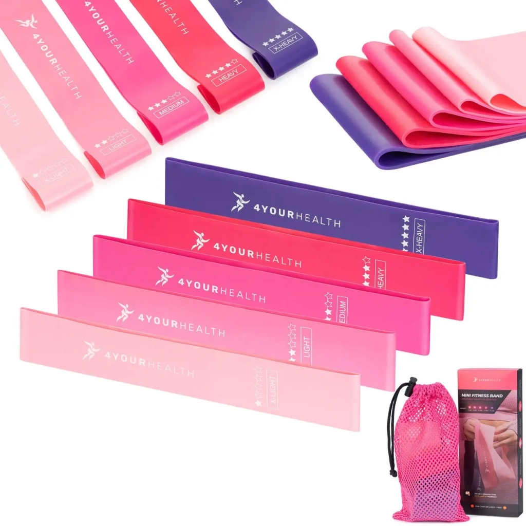 Еспандер 4yourhealth Mini Band Fitness 2662 Рожевий набір із 5шт (4YH_2662_5set) - зображення 4