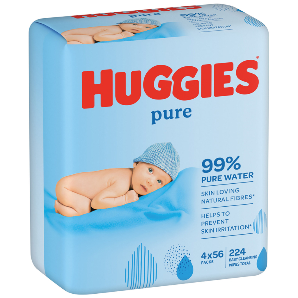 Дитячі вологі серветки Huggies Pure 56 х 4 шт (5029053550121) - зображення 1
