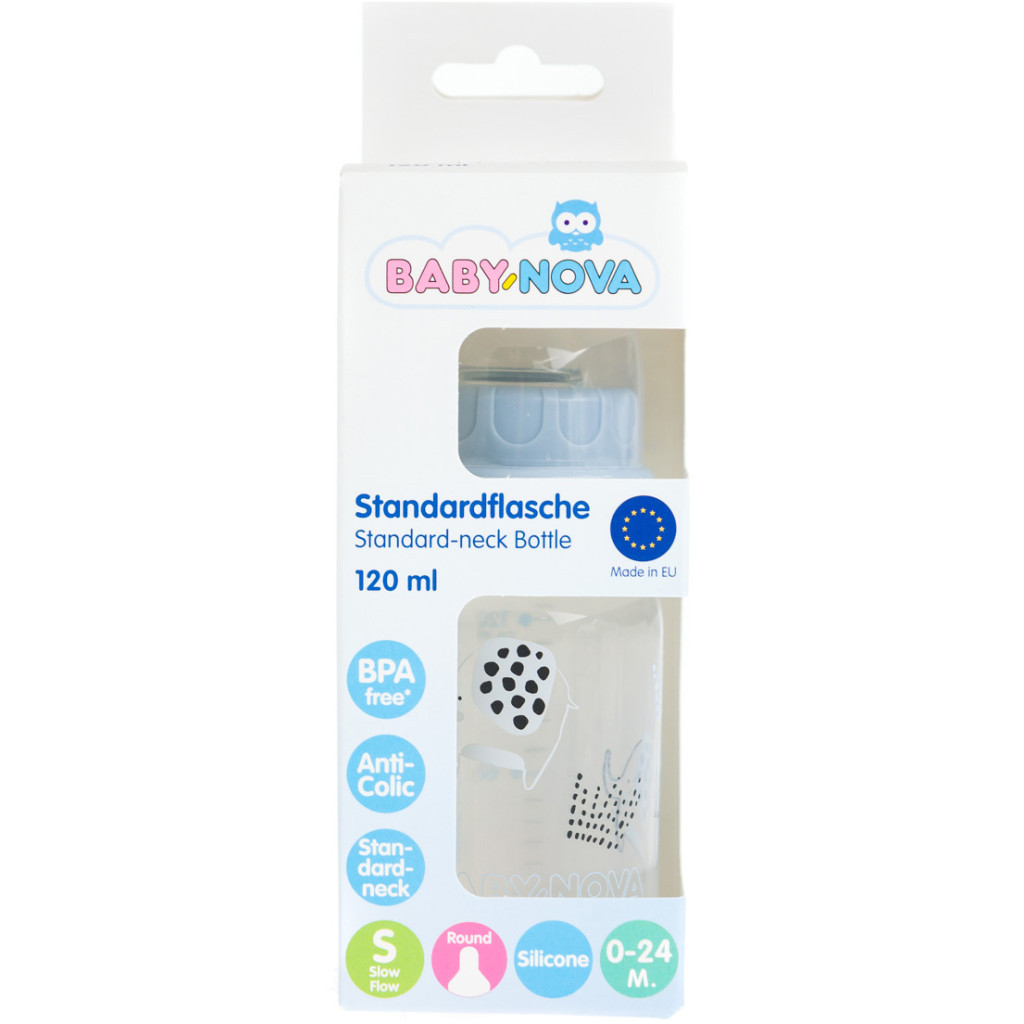 Пляшечка для годування Baby-Nova Декор 120 мл Блакитна (3960068) - зображення 2