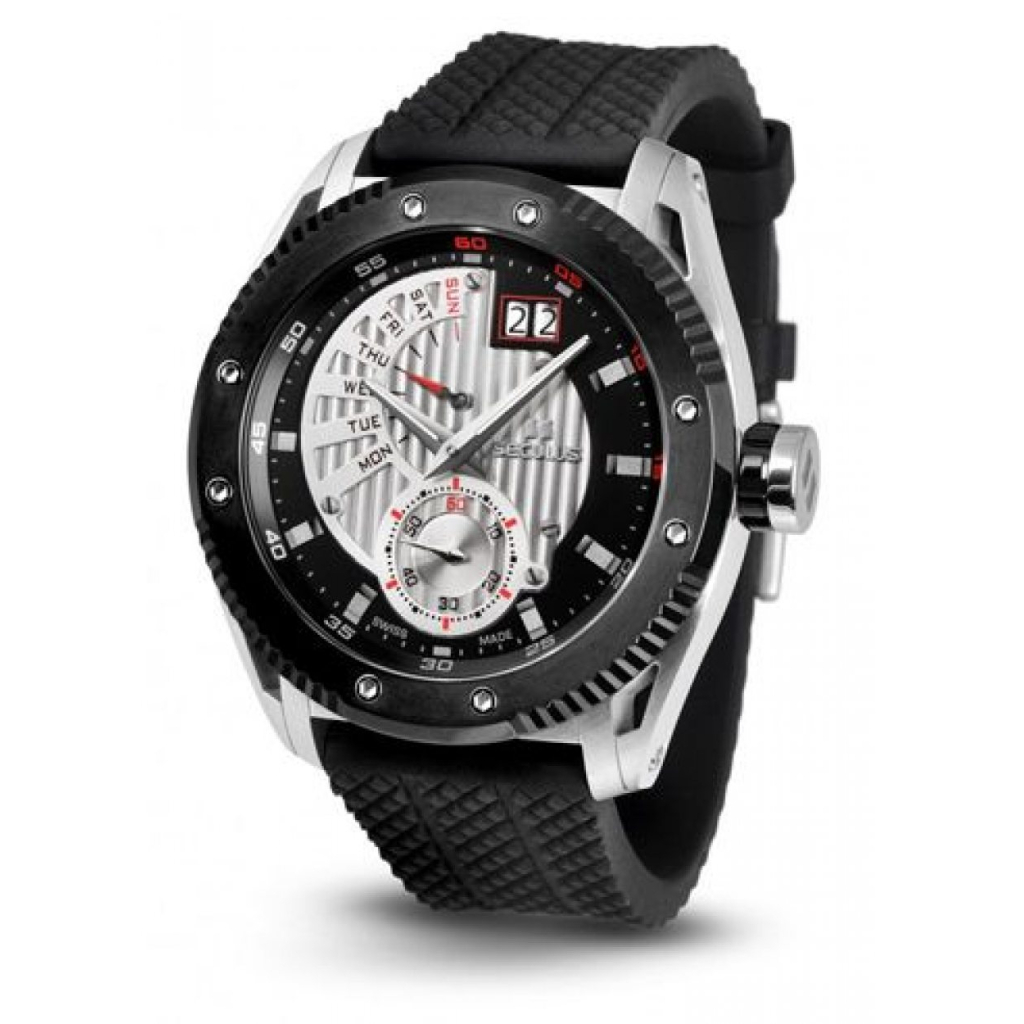 Наручний годинник Seculus 9535.2.7004P black-white, ss-ipb, black silicon - зображення 1