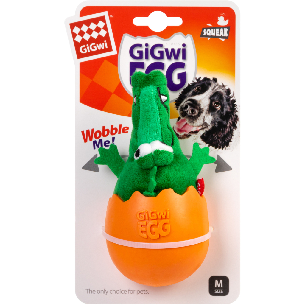 Іграшка для собак GiGwi EGG Крокодил-неваляшка з пищалкою 14 см (2319) - зображення 2