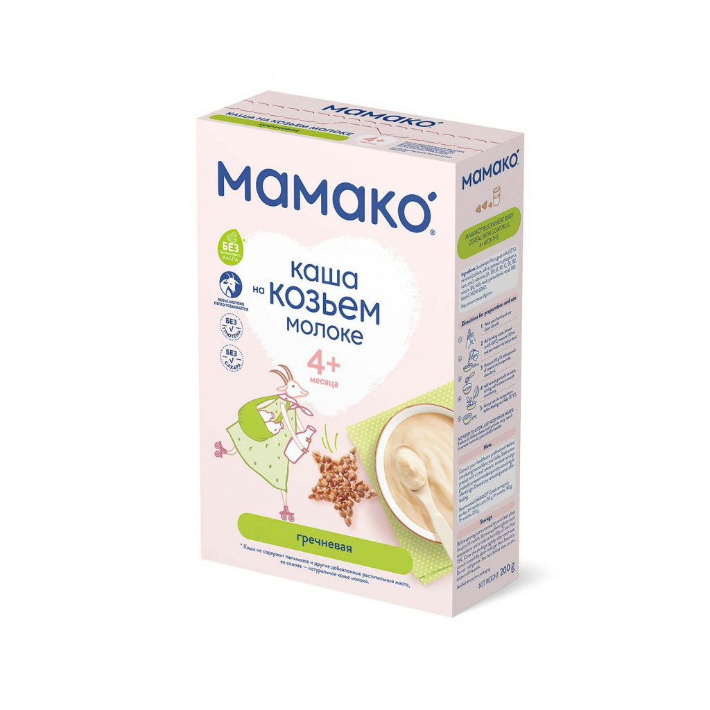 Дитяча каша MAMAKO гречана на козячому молоці 200 г (4607088795994) - изображение 1
