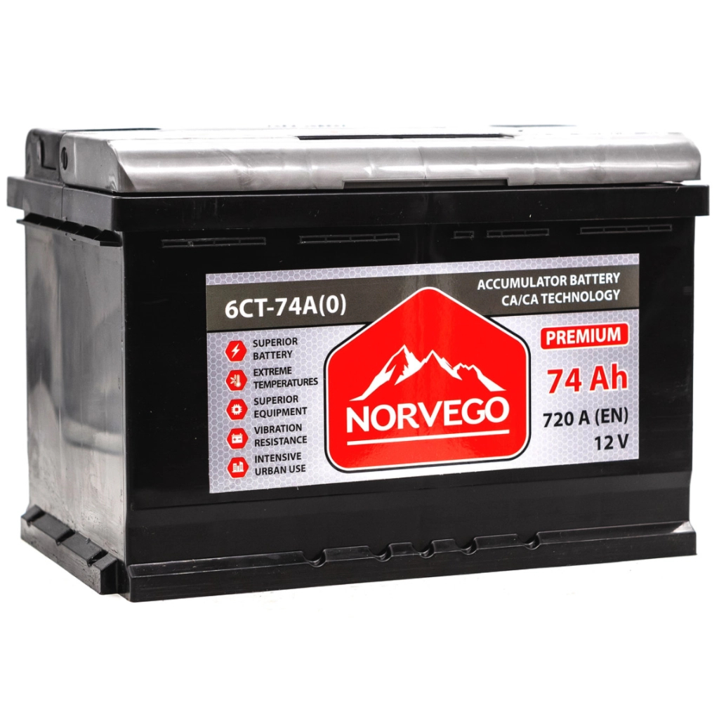 Акумулятор автомобільний NORVEGO ВЕСТА Premium 74A +прав (0) (720 пуск) - зображення 2