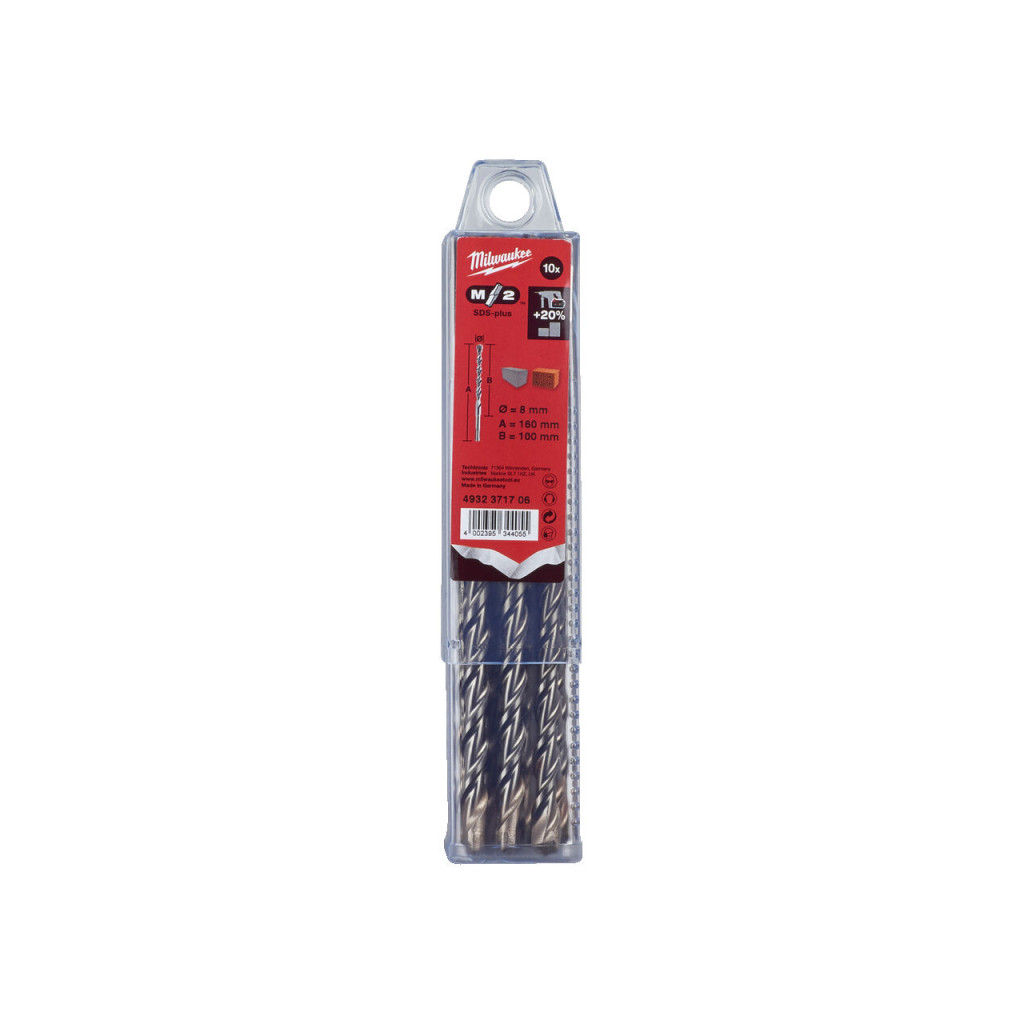 Бур Milwaukee SDS+ M2, 8,0х210х150мм, (10шт) (4932399341) - зображення 2
