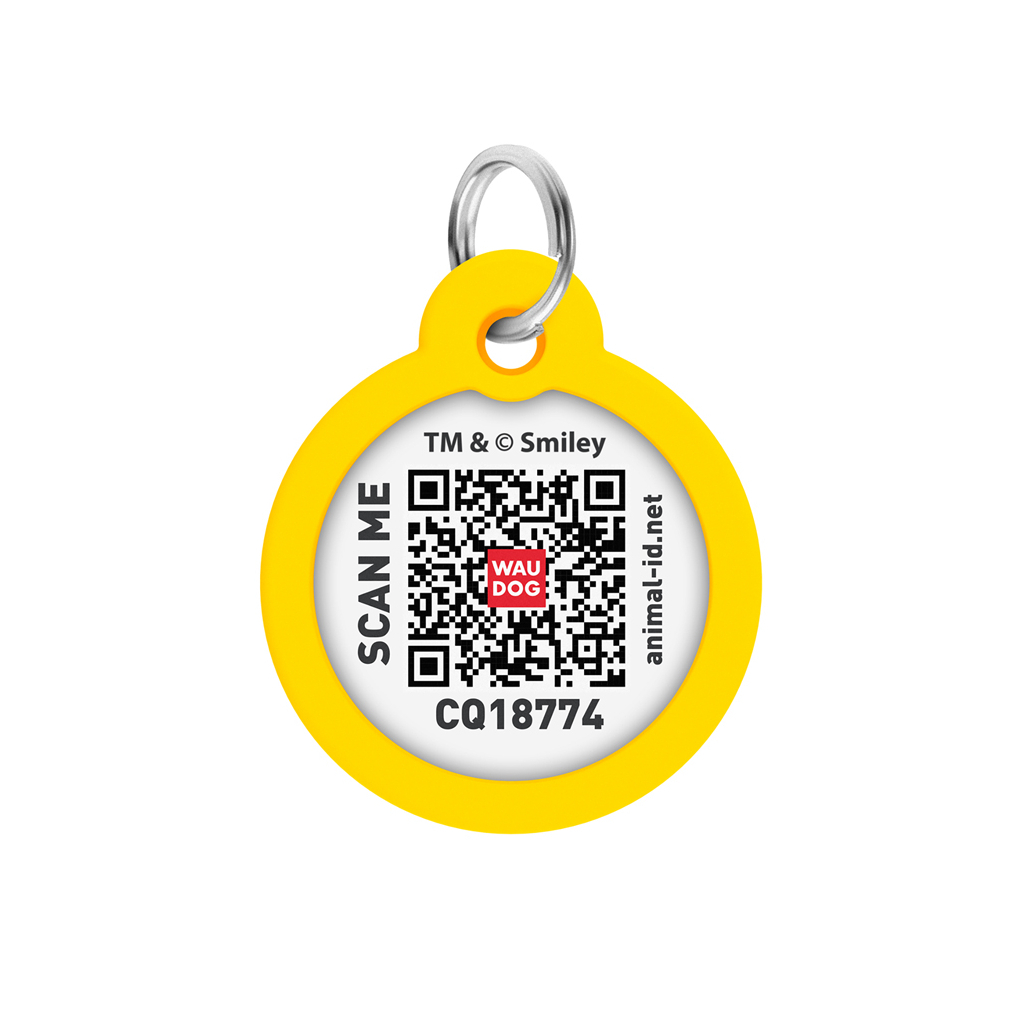 Адресник для тварин WAUDOG Smart ID з QR паспортом "Смайли на блакитному", коло 30 мм (230-0182) - изображение 3