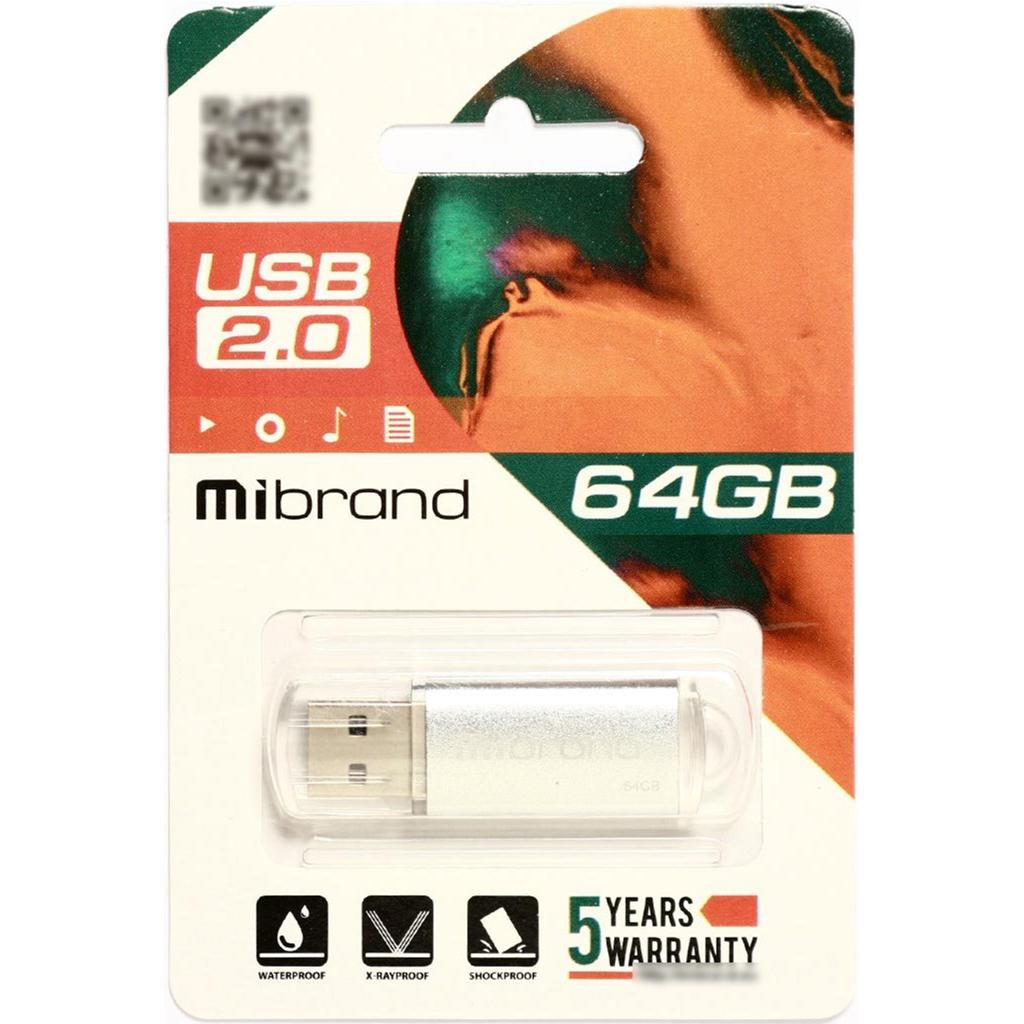 USB флеш накопичувач Mibrand 64GB Cougar Silver USB 2.0 (MI2.0/CU64P1S) - зображення 2