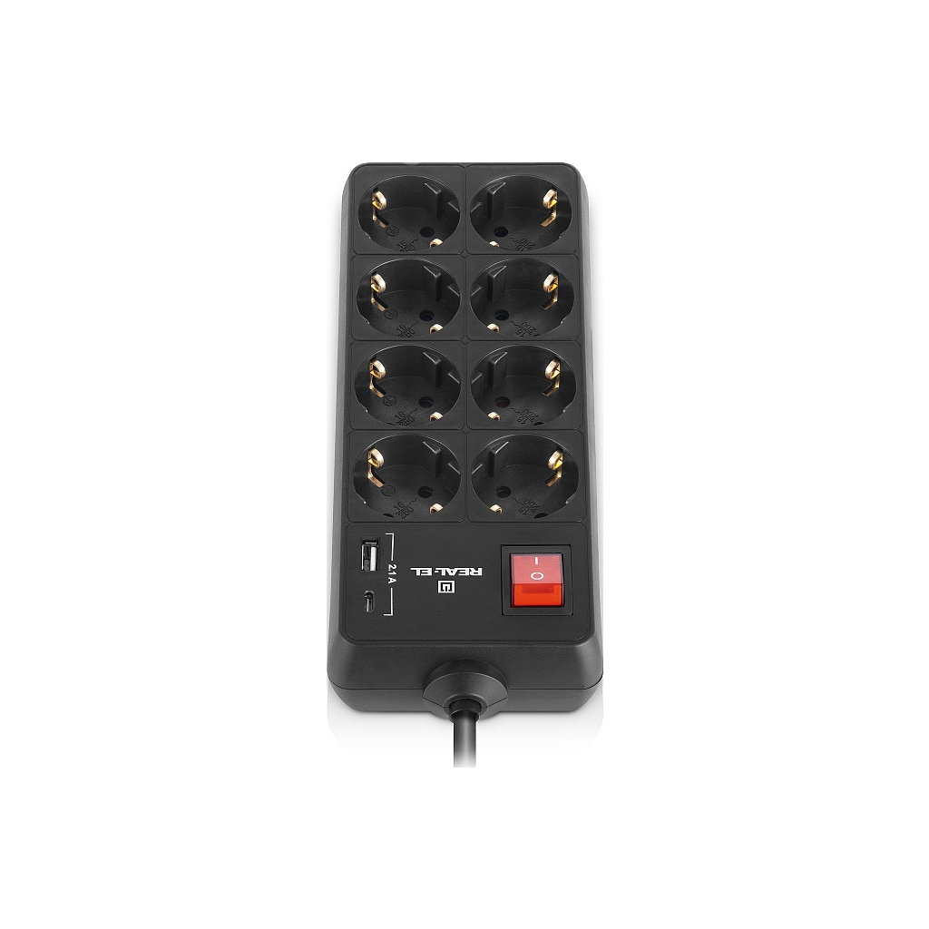 Мережевий подовжувач REAL-EL RS-PROTECT 805 5m, black (EL122300043) - зображення 6
