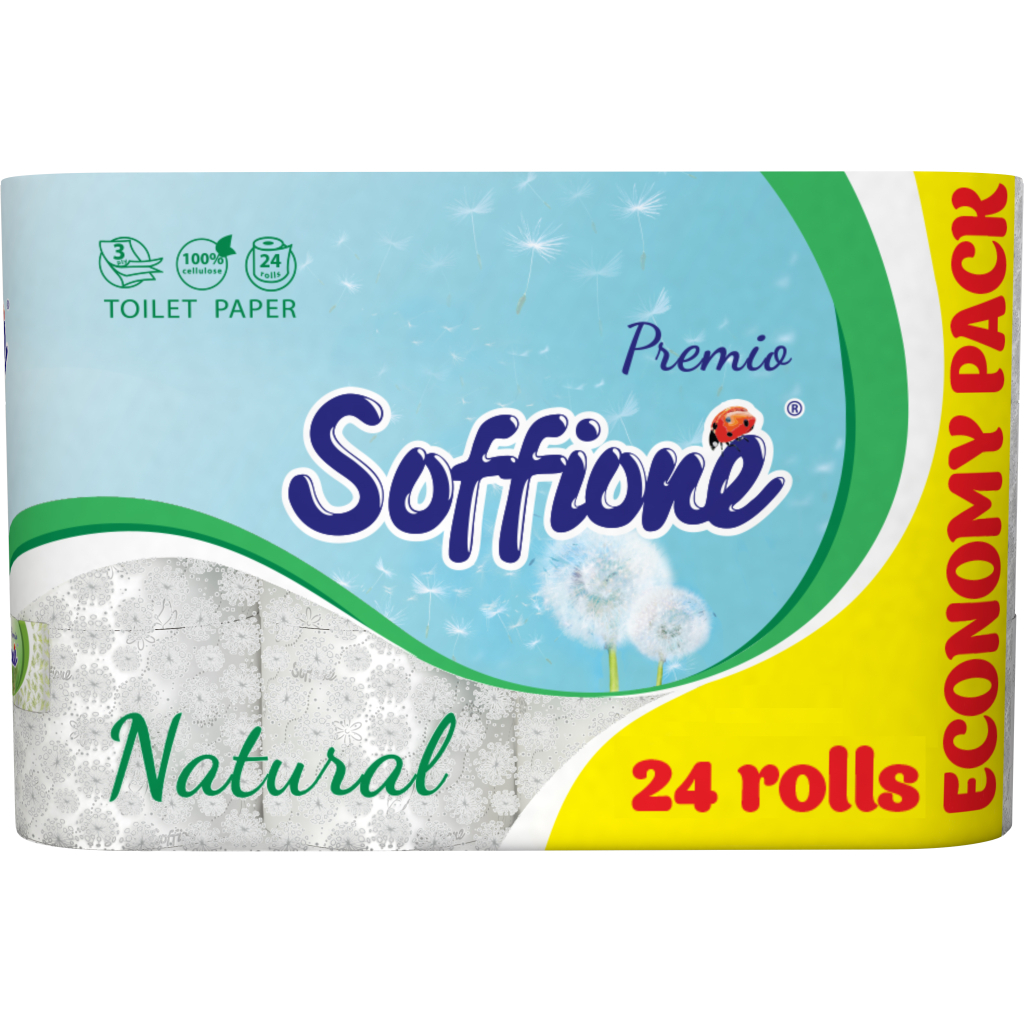 Туалетний папір Soffione Natural 3 шари 24 рулони (4820003836453) - зображення 1