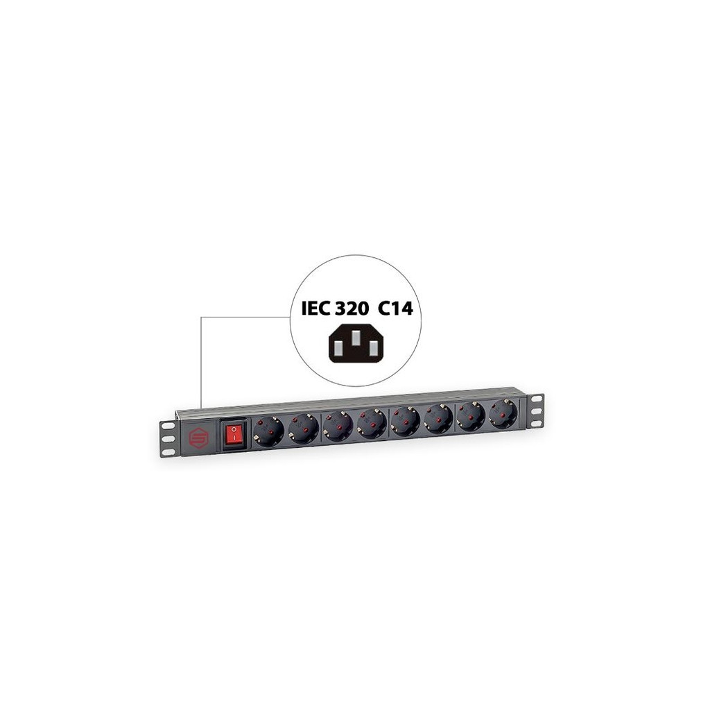 Силовий блок Kingda 19" 1U 8xSchuko, вимикач, С14 (KD-PDU-GM-1U-P8-C14) - зображення 2