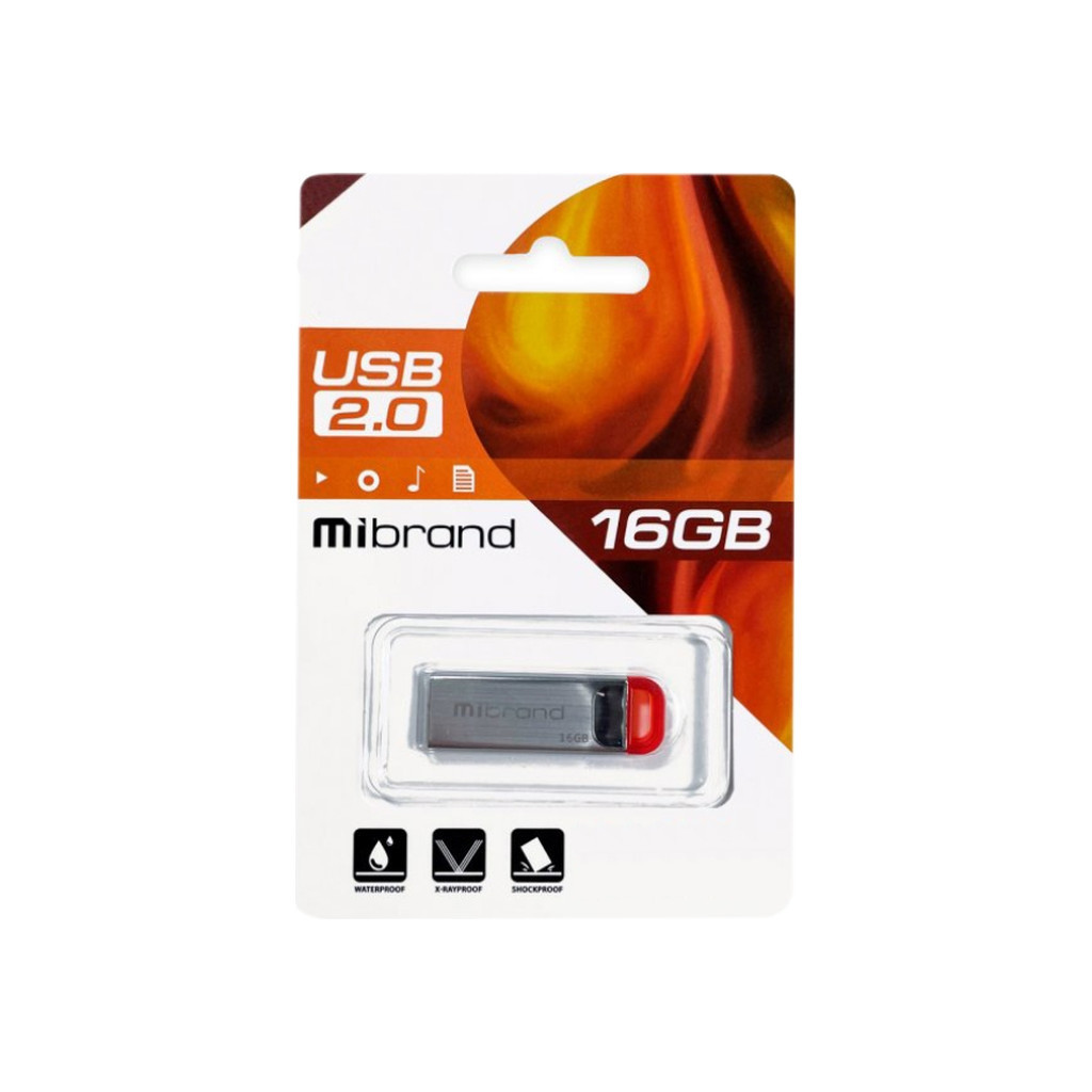 USB флеш накопичувач Mibrand 16GB Falcon Silver-Red USB 2.0 (MI2.0/FA16U7R) - зображення 2