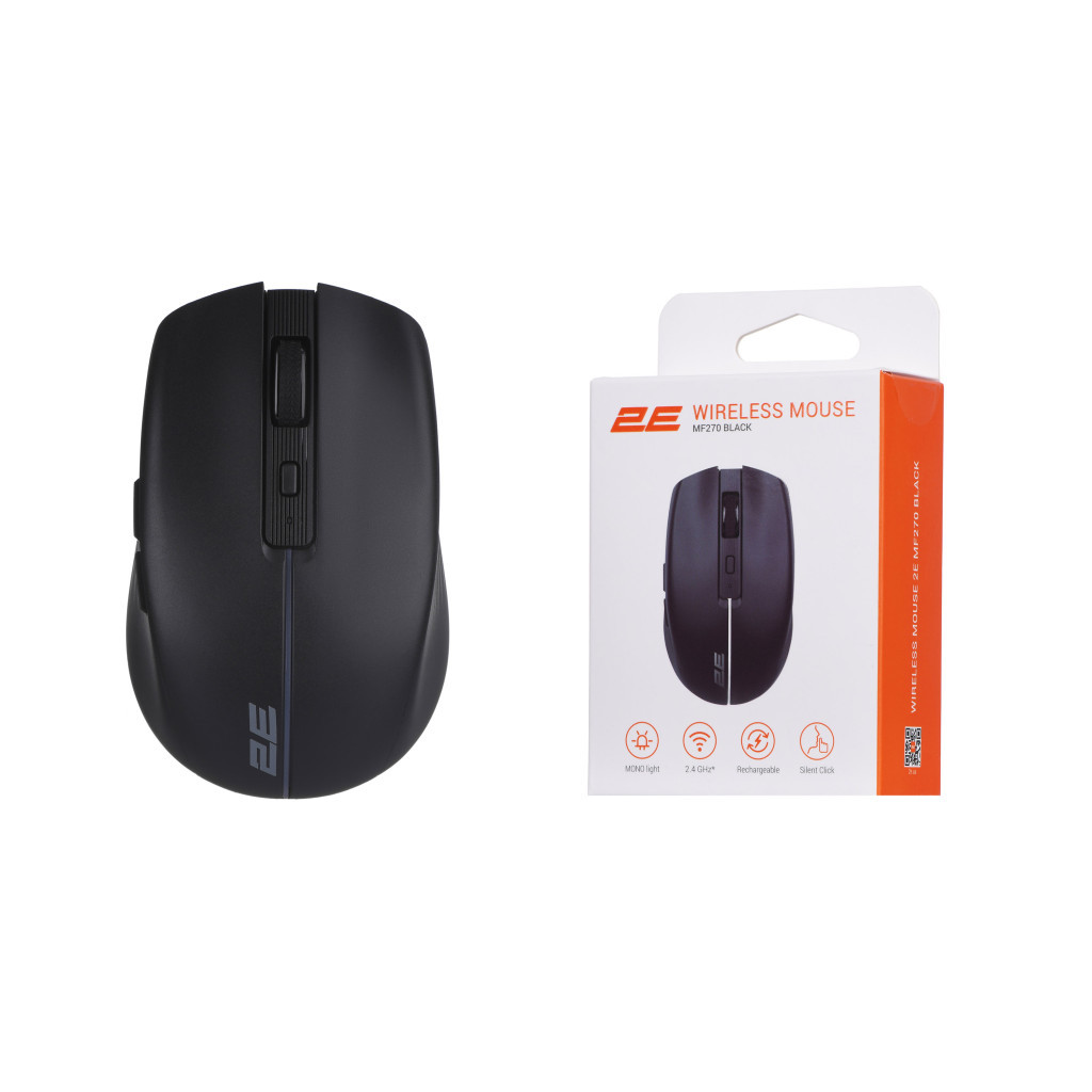 Мишка 2E MF270 Silent Rechargeable Wireless Black (2E-MF270WBK.) - зображення 3
